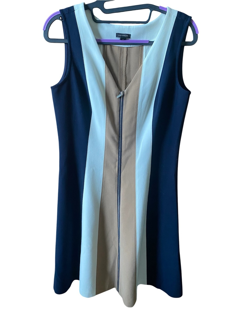 Ann Taylor Navy, white and tan Colorblock  Dress